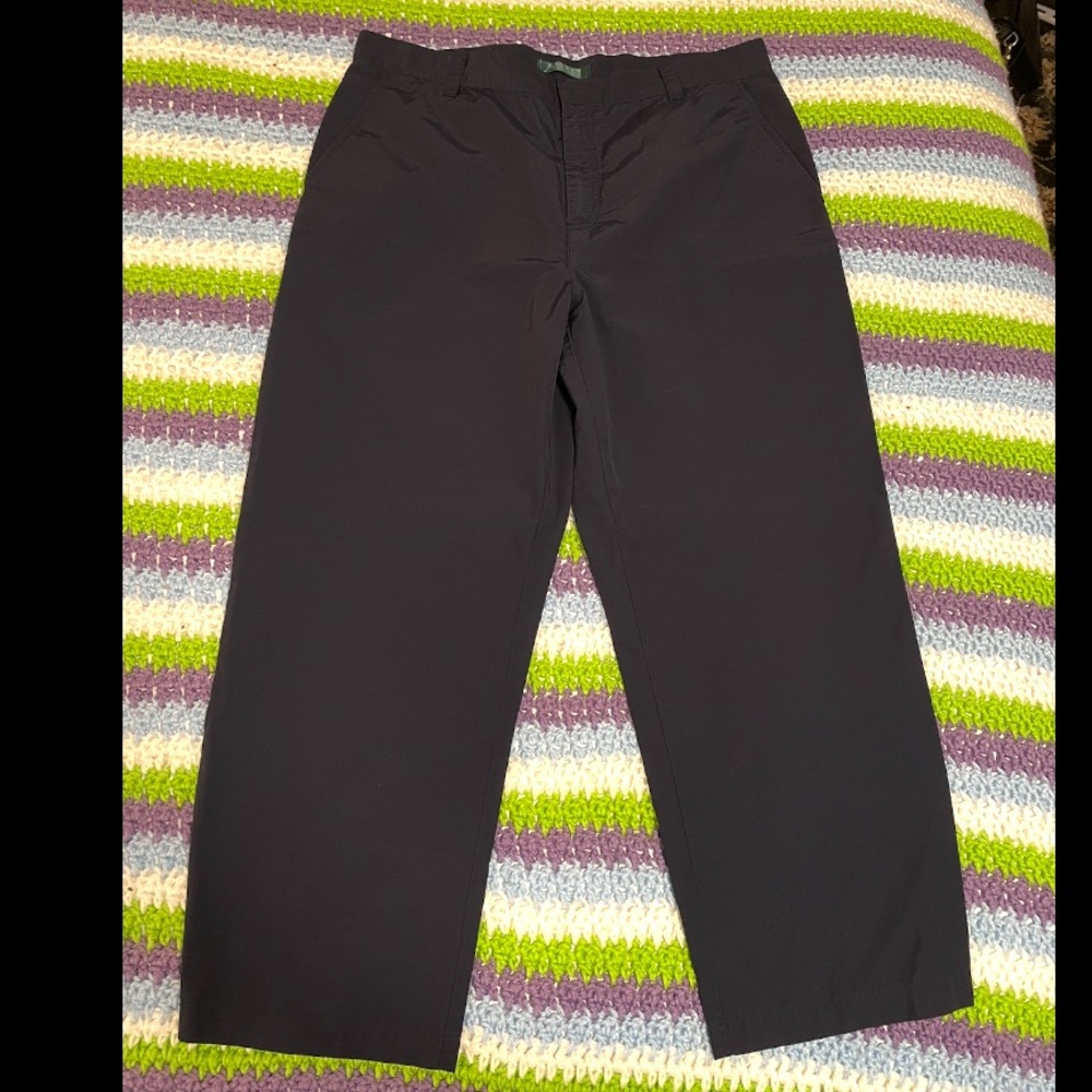 Vintage Lauren Ralph Lauren Womens Pants Navy 12P Cropped Button Leg Cotton